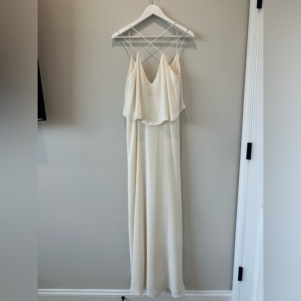 Zara White Criss Cross Spaghetti Strap Maxi Dress Maternity Bridal Shower Bride - Picture 1 of 10